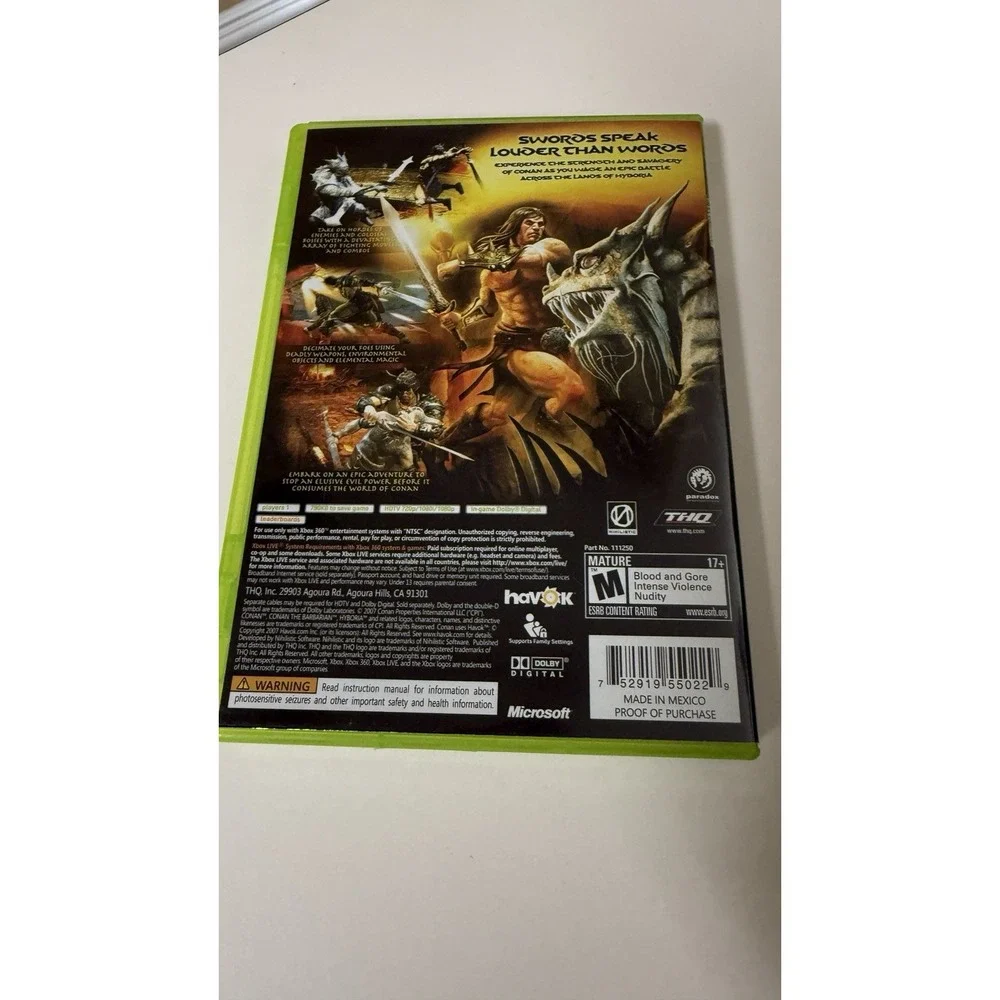 Xbox‎ 360 Conan Video Game (Microsoft Xbox 360, 2007) CIB W/ Manual Complete
